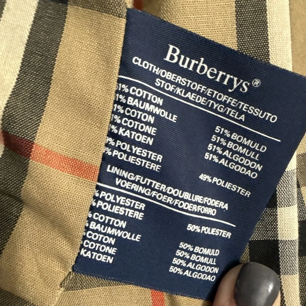 Vintage Burberrys Nova Check Belted Trench Coat Lined Black 8 Petite Wool Liner - Picture 12 of 16